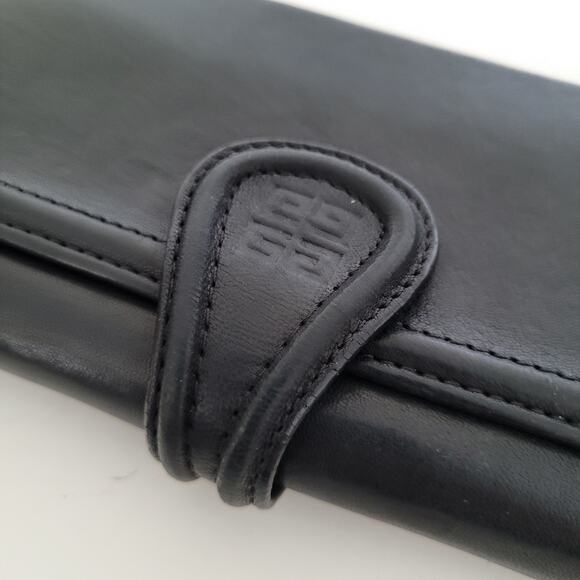 Givenchy Envelope Card Bill Holder Black Wallet Soft Leather Vintage Large Logo - Picture 14 of 15